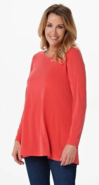Susan Graver Modern Essential QVC Women Medium Watermelon Liquid Knit Blouse